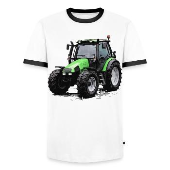 Agrotron 100 - Men's Ringer Shirt - white/black - Front - AI Model Female 172 light (172cm) & AI Model Male 178 dark (178cm)