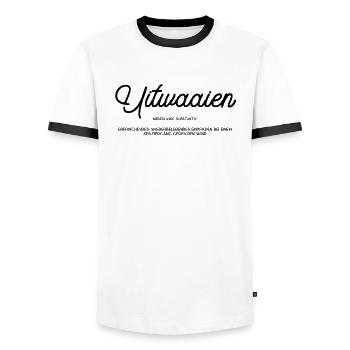 utwaaien - Männer Kontrast-T-Shirt - Weiß/Schwarz - Vorne - AI Model Female 172 light (172cm) & AI Model Male 178 dark (178cm)