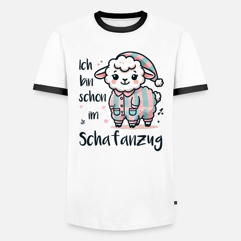 Ich bin schon im Schafanzug - Männer Kontrast-T-Shirt - Weiß/Schwarz