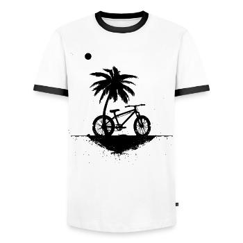 Mountain Biking Sketch - Men's Ringer Shirt - white/black - Front - AI Model Female 172 light (172cm) & AI Model Male 178 dark (178cm)