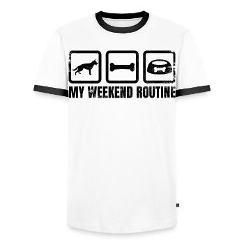 German Shepherd Weekend - Men's Ringer Shirt - white/black - Front - AI Model Female 172 light (172cm) & AI Model Male 178 dark (178cm)