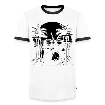 percussion - Men's Ringer Shirt - white/black - Front - AI Model Female 172 light (172cm) & AI Model Male 178 dark (178cm)