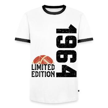 60th Anniversary 1964 Limited Edition Rugby - Men's Ringer Shirt - white/black - Front - AI Model Female 172 light (172cm) & AI Model Male 178 dark (178cm)