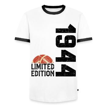 80th Anniversary 1944 Limited Edition Rugby - Men's Ringer Shirt - white/black - Front - AI Model Female 172 light (172cm) & AI Model Male 178 dark (178cm)