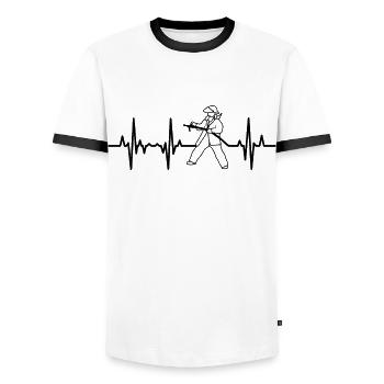 Feuerwehrmann Herzklopfen - Männer Kontrast-T-Shirt - Weiß/Schwarz - Vorne - AI Model Female 172 light (172cm) & AI Model Male 178 dark (178cm)