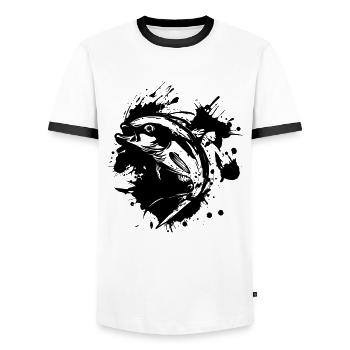 Poisson - T-shirt contrasté Homme - blanc/noir - Devant - AI Model Female 172 light (172cm) & AI Model Male 178 dark (178cm)
