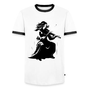 Geigerin - Männer Kontrast-T-Shirt - Weiß/Schwarz - Vorne - AI Model Female 172 light (172cm) & AI Model Male 178 dark (178cm)