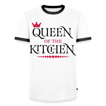 Queen of the Kitchen - Männer Kontrast-T-Shirt - Weiß/Schwarz - Vorne - AI Model Female 172 light (172cm) & AI Model Male 178 dark (178cm)