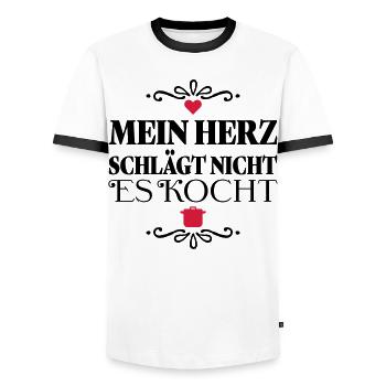 Dictons amusants pour les chefs - T-shirt contrasté Homme - blanc/noir - Devant - AI Model Female 172 light (172cm) & AI Model Male 178 dark (178cm)