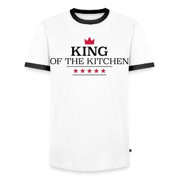 Fun gifts for men who love to cook - Men's Ringer Shirt - white/black - Front - AI Model Female 172 light (172cm) & AI Model Male 178 dark (178cm)