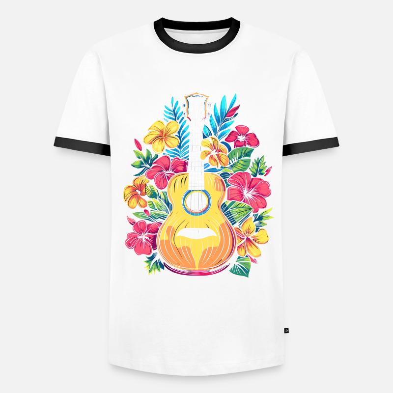 Ukulele Comic Look - Männer Kontrast-T-Shirt - Weiß/Schwarz