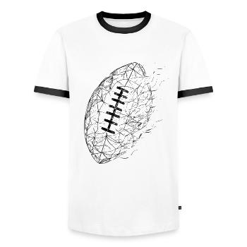 American Football Ball Drawing - Men's Ringer Shirt - white/black - Front - AI Model Female 172 light (172cm) & AI Model Male 178 dark (178cm)
