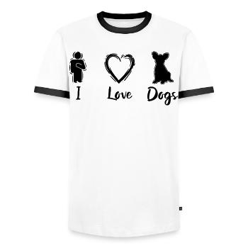 Amoureux des chiens - T-shirt contrasté Homme - blanc/noir - Devant - AI Model Female 172 light (172cm) & AI Model Male 178 dark (178cm)