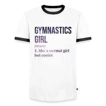 Gymnastics - Men's Ringer Shirt - white/black - Front - AI Model Female 172 light (172cm) & AI Model Male 178 dark (178cm)