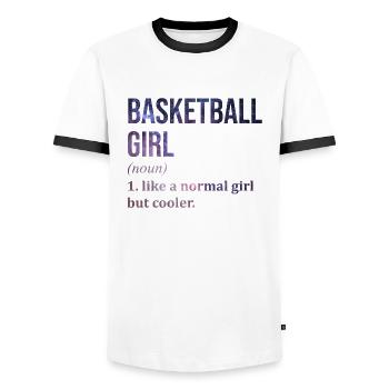Basketball - Men's Ringer Shirt - white/black - Front - AI Model Female 172 light (172cm) & AI Model Male 178 dark (178cm)