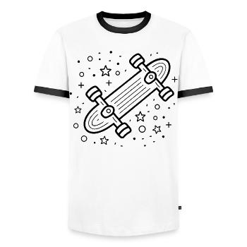 Cartoon Skateboarding - Männer Kontrast-T-Shirt - Weiß/Schwarz - Vorne - AI Model Female 172 light (172cm) & AI Model Male 178 dark (178cm)
