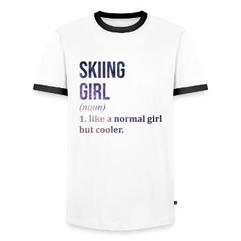 Skiing - Men's Ringer Shirt - white/black - Front - AI Model Female 172 light (172cm) & AI Model Male 178 dark (178cm)