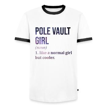 Stabhochsprung - Männer Kontrast-T-Shirt - Weiß/Schwarz - Vorne - AI Model Female 172 light (172cm) & AI Model Male 178 dark (178cm)