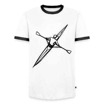 Ruderer - Männer Kontrast-T-Shirt - Weiß/Schwarz - Vorne - AI Model Female 172 light (172cm) & AI Model Male 178 dark (178cm)