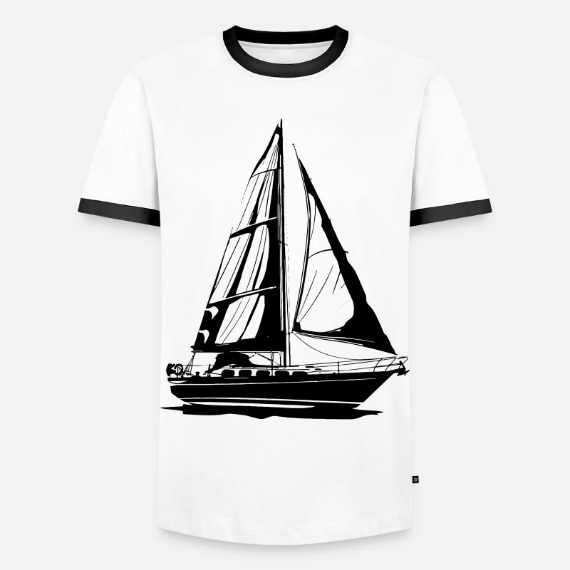 Sailboat Sketch - Men's Ringer Shirt - white/black