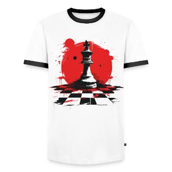 Chess Pieces Graphics - Men's Ringer Shirt - white/black - Front - AI Model Female 172 light (172cm) & AI Model Male 178 dark (178cm)
