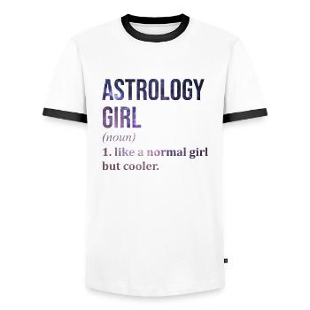 astrologie - T-shirt contrasté Homme - blanc/noir - Devant - AI Model Female 172 light (172cm) & AI Model Male 178 dark (178cm)