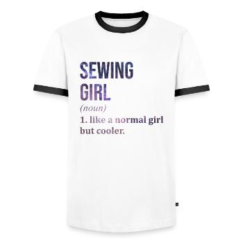 couture - T-shirt contrasté Homme - blanc/noir - Devant - AI Model Female 172 light (172cm) & AI Model Male 178 dark (178cm)