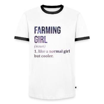 Farming - Men's Ringer Shirt - white/black - Front - AI Model Female 172 light (172cm) & AI Model Male 178 dark (178cm)