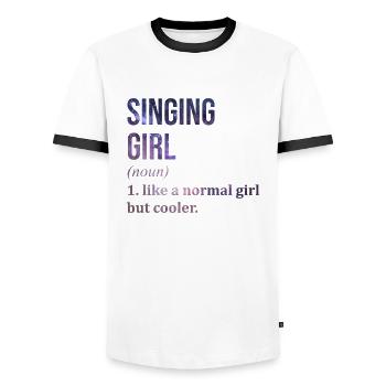 Singing - Men's Ringer Shirt - white/black - Front - AI Model Female 172 light (172cm) & AI Model Male 178 dark (178cm)