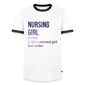 Krankenschwester - Männer Kontrast-T-Shirt - Weiß/Schwarz - Vorne - AI Model Female 172 light (172cm) & AI Model Male 178 dark (178cm)