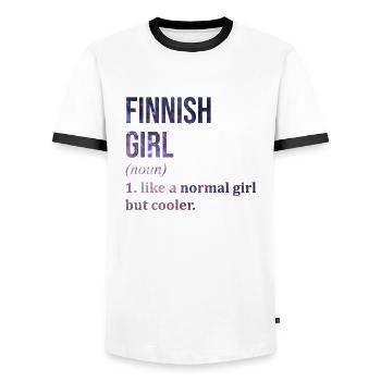 Finland - Men's Ringer Shirt - white/black - Front - AI Model Female 172 light (172cm) & AI Model Male 178 dark (178cm)