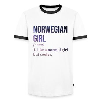 Norvège Norvège Norvège - T-shirt contrasté Homme - blanc/noir - Devant - AI Model Female 172 light (172cm) & AI Model Male 178 dark (178cm)