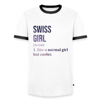 Suisse - T-shirt contrasté Homme - blanc/noir - Devant - AI Model Female 172 light (172cm) & AI Model Male 178 dark (178cm)