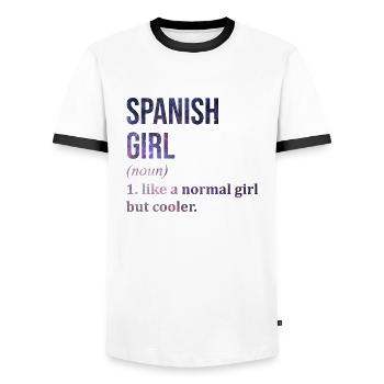 Spanien - Männer Kontrast-T-Shirt - Weiß/Schwarz - Vorne - AI Model Female 172 light (172cm) & AI Model Male 178 dark (178cm)