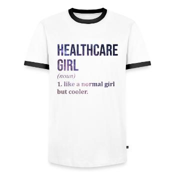 Santé - T-shirt contrasté Homme - blanc/noir - Devant - AI Model Female 172 light (172cm) & AI Model Male 178 dark (178cm)