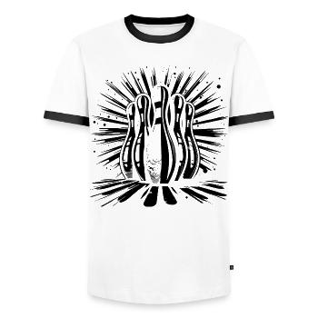 Bowling Sketch - Men's Ringer Shirt - white/black - Front - AI Model Female 172 light (172cm) & AI Model Male 178 dark (178cm)