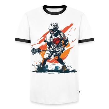 Lacrosse player - Men's Ringer Shirt - white/black - Front - AI Model Female 172 light (172cm) & AI Model Male 178 dark (178cm)