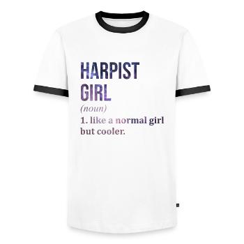 Harpe, harpe, harpe - T-shirt contrasté Homme - blanc/noir - Devant - AI Model Female 172 light (172cm) & AI Model Male 178 dark (178cm)