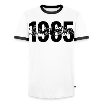 Edition limitée 1965 - T-shirt contrasté Homme - blanc/noir - Devant - AI Model Female 172 light (172cm) & AI Model Male 178 dark (178cm)