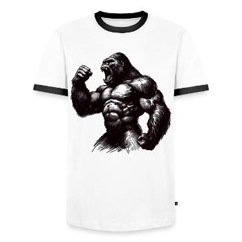 Strong Gorilla Motivation Clenched Fist Gift - Men's Ringer Shirt - white/black - Front - AI Model Female 172 light (172cm) & AI Model Male 178 dark (178cm)