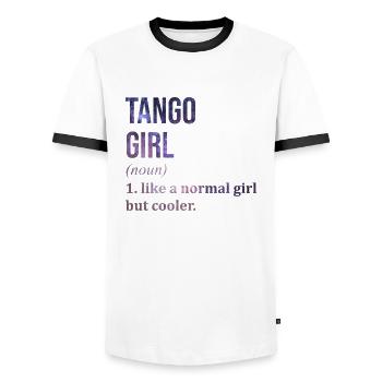 Tango - Men's Ringer Shirt - white/black - Front - AI Model Female 172 light (172cm) & AI Model Male 178 dark (178cm)
