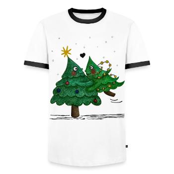De jolis sapins de Noël - T-shirt contrasté Homme - blanc/noir - Devant - AI Model Female 172 light (172cm) & AI Model Male 178 dark (178cm)