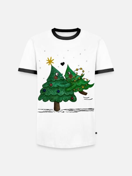 Cute Christmas Trees - Men's Ringer Shirt - white/black
