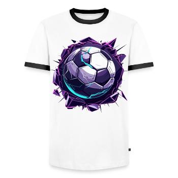 Football Comic Look - Men's Ringer Shirt - white/black - Front - AI Model Female 172 light (172cm) & AI Model Male 178 dark (178cm)