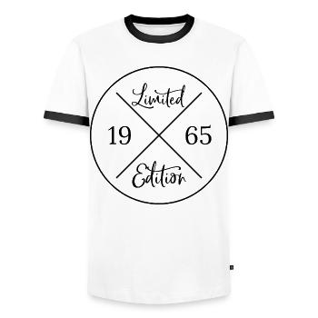 Limited edition 1965 - Männer Kontrast-T-Shirt - Weiß/Schwarz - Vorne - AI Model Female 172 light (172cm) & AI Model Male 178 dark (178cm)