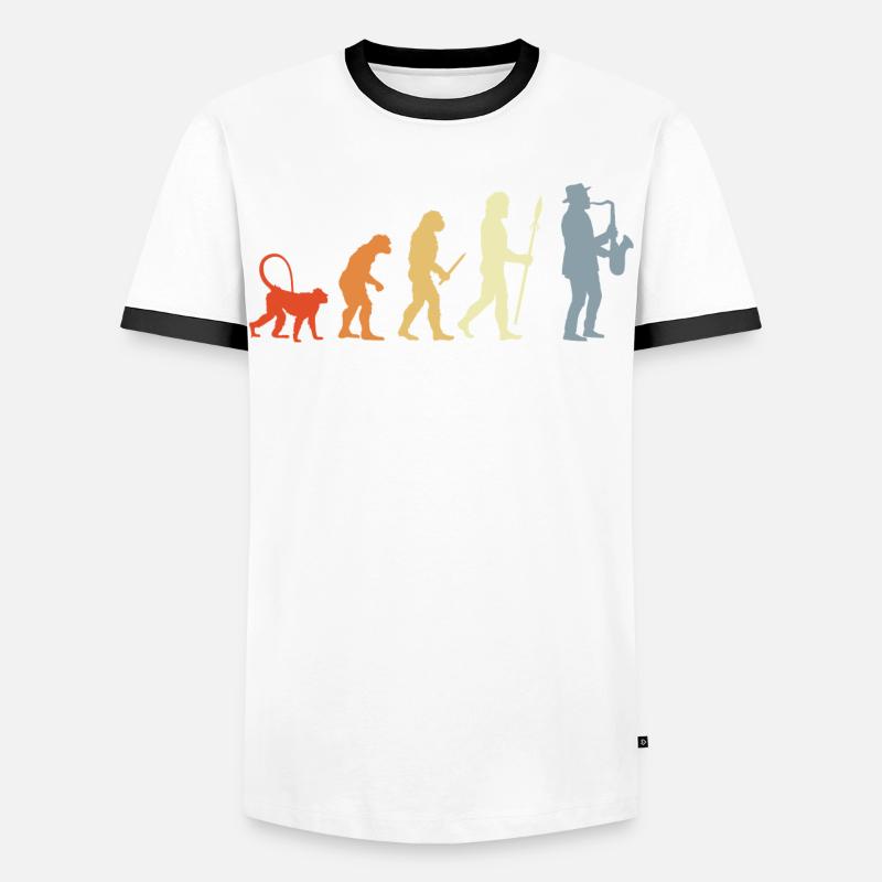 Saxophonist Evolution - Men's Ringer Shirt - white/black