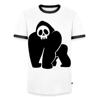 Crâne de gorille noir - T-shirt contrasté Homme - blanc/noir - Devant - AI Model Female 172 light (172cm) & AI Model Male 178 dark (178cm)