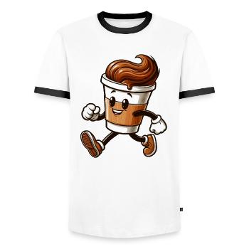 Coffee Mug Coffee Mug Running Gift - Men's Ringer Shirt - white/black - Front - AI Model Female 172 light (172cm) & AI Model Male 178 dark (178cm)
