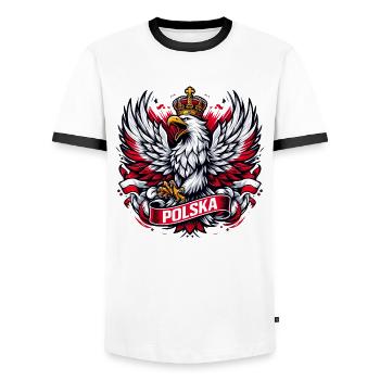 Poland Polska Eagle Emblem Flag Flag Gift - Men's Ringer Shirt - white/black - Front - AI Model Female 172 light (172cm) & AI Model Male 178 dark (178cm)