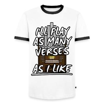 Church Organist Verses Musician Organ Funny - Men's Ringer Shirt - white/black - Front - AI Model Female 172 light (172cm) & AI Model Male 178 dark (178cm)